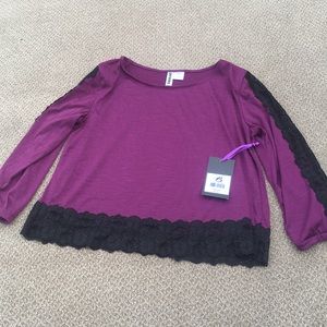 Purple with black lace shirt